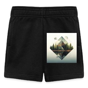 Waldpyramide und Spiegelungen - Baby Shorts - Schwarz - Vorne