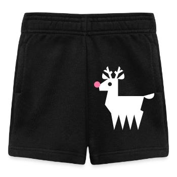 Renne Rudolf L blanc avec nez rose fluo - Short Bébé - noir - Devant