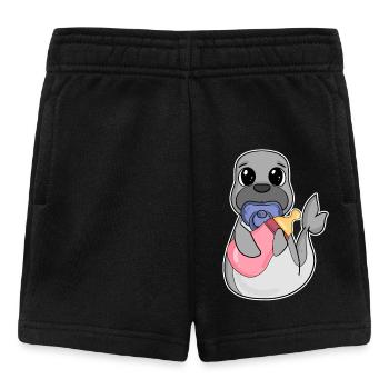 Motif bébé lion de mer - Short Bébé - noir - Devant