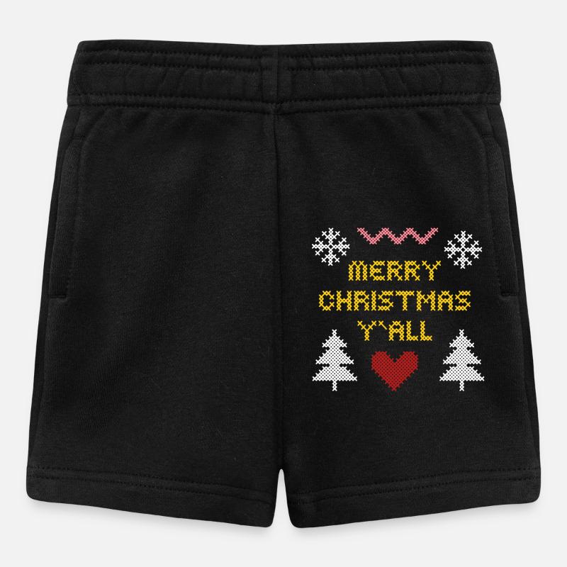 Warm Christmas Pattern in Pixel Art - Baby Shorts - black