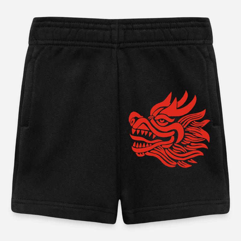 Chinesischer Drachenkopf (Rot) - Baby Shorts - Schwarz