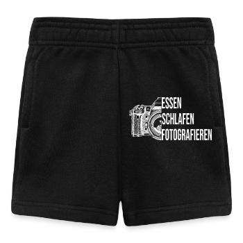 Essen - Schlafen - Fotografieren - Baby Shorts - Schwarz - Vorne