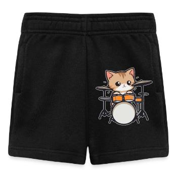 Schlagzeug Katze Musiker Drummer - Baby Shorts - Schwarz - Vorne