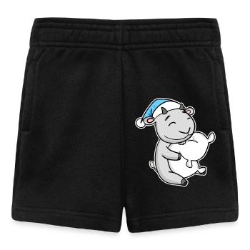 Goat with pillow and sleepy cap - Baby Shorts - black - Front