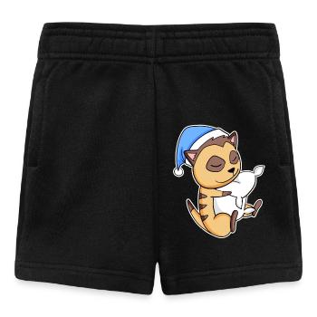 Meerkat with pillow and sleepy cap - Baby Shorts - black - Front
