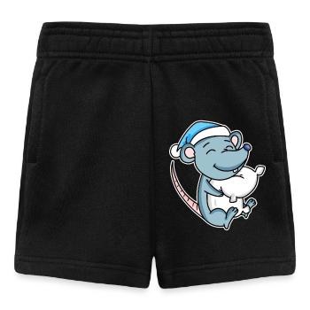 Mouse with pillow and sleepy cap - Baby Shorts - black - Front