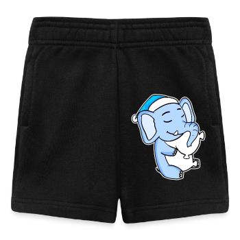 Elephant with pillow and sleepy cap - Baby Shorts - black - Front