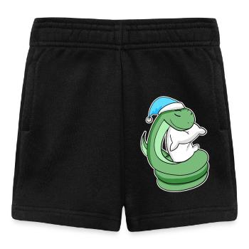 Snake with pillow and sleepy cap - Baby Shorts - black - Front