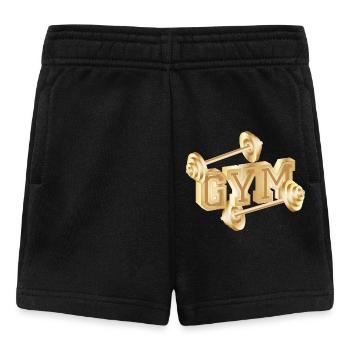 goldfarbene Hantel Typografie für Gym-Begeisterte - Baby Shorts - Schwarz - Vorne