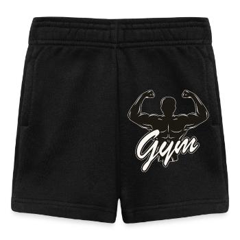 Gym motif black and white - bodybuilder posing - Baby Shorts - black - Front