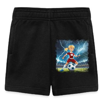 Stade de personnage de dessin animé de footballeuse avec des éclairs - Short Bébé - noir - Devant