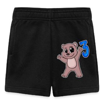 Ours motif 3e anniversaire - Trois ans - Short Bébé - noir - Devant