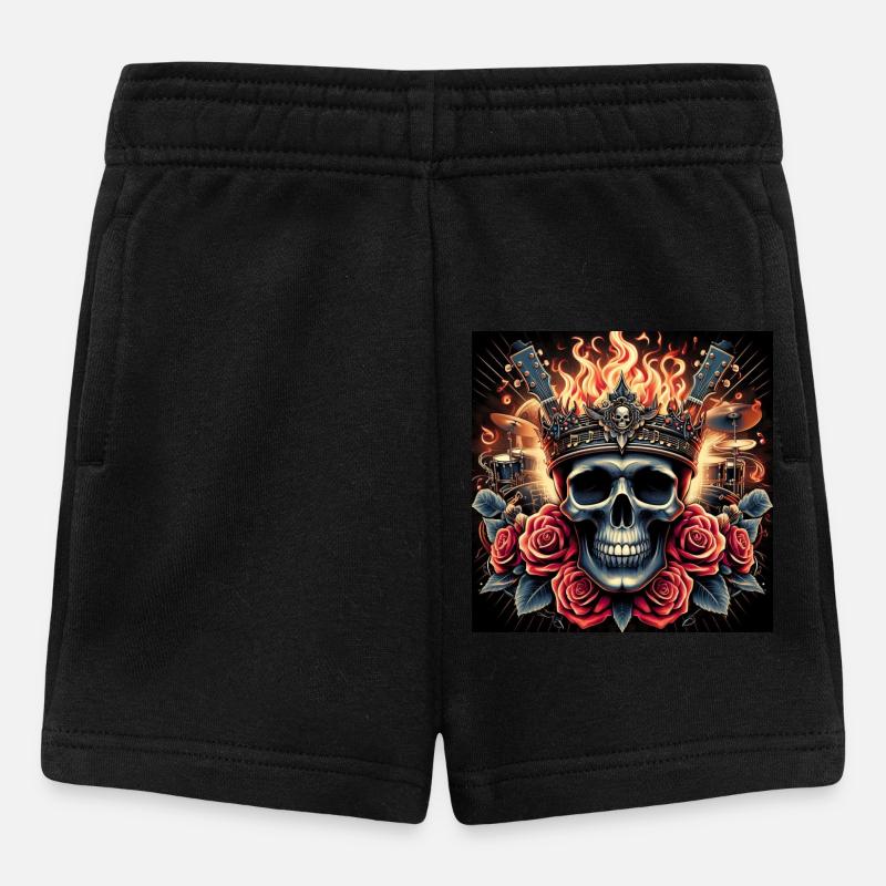 Burning Skull - Baby Shorts - black