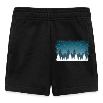 Schneefall | Weisse Tannen, ausgefranstem Rand - Baby Shorts - Schwarz - Vorne