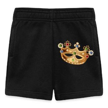 goldfarbene Krone mit Edelsteinen und Perlen - Baby Shorts - Schwarz - Vorne