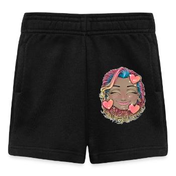 Colorful Rainbow Hair Smiley - Baby Shorts - black - Front