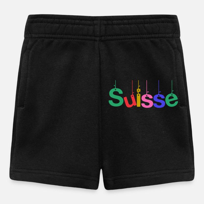 SUISSE. PAYS. GENEVE. HUMOUR. DRAPEAU - Short Bébé - noir