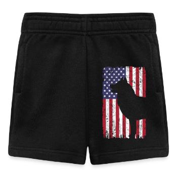 Siberian Huskys Hund mit USA Flagge - Baby Shorts - Schwarz - Vorne