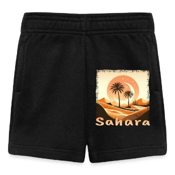 Désert du Sahara marocain et coucher de soleil sur les palmiers - Short Bébé - noir - Devant