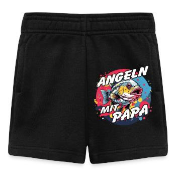 Angeln mit Papa mit buntem Fischdesign - Baby Shorts - Schwarz - Vorne