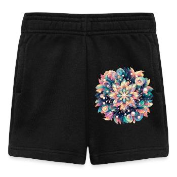 Floral Mandala Sea Deep Pastel Design - Baby Shorts - black - Front