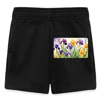Romantic Irises - Watercolors - Baby Shorts - black - Front