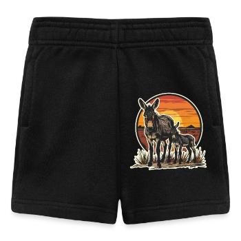 Esel Papa Sohn Vater Familie Vatertag Vintage - Baby Shorts - Schwarz - Vorne