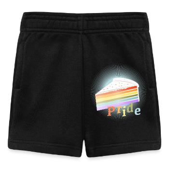 Stück Regenbogen Kuchen in zarten Pastellfarben - Baby Shorts - Schwarz - Vorne