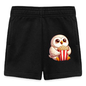 Weise Schneeeule Popcorn Kinoabend - Baby Shorts - Schwarz - Vorne