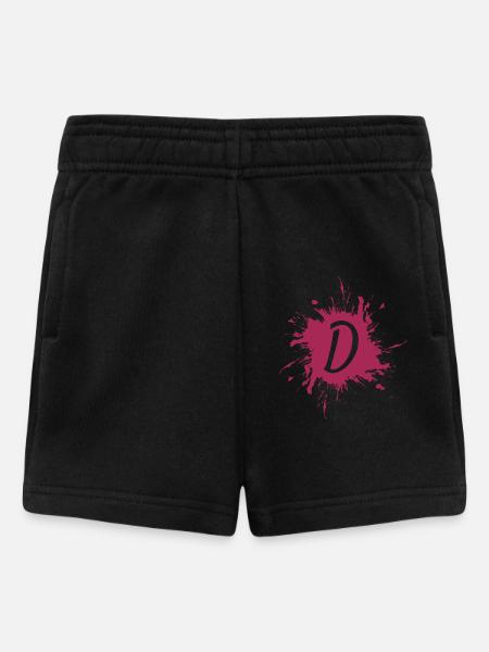 Buchstabe D - Anfangsbuchstabe D - Baby Shorts - Schwarz