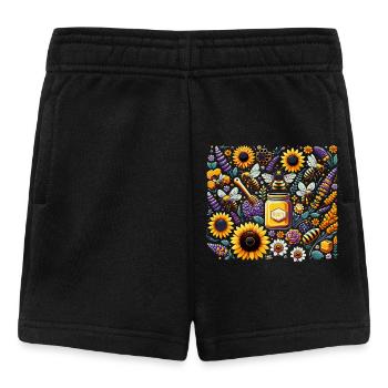 Lebhaftes, farbenfrohes Kunstwerk mit Bienen - Baby Shorts - Schwarz - Vorne