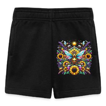 Lebhaftes, farbenfrohes Kunstwerk mit Bienen - Baby Shorts - Schwarz - Vorne