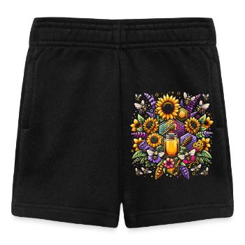 Lebhaftes, farbenfrohes Kunstwerk mit Bienen - Baby Shorts - Schwarz - Vorne