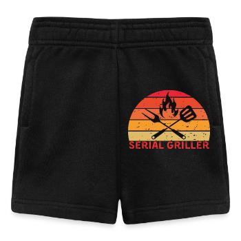 Serial Griller Retro BBQ Design - Baby Shorts - black - Front