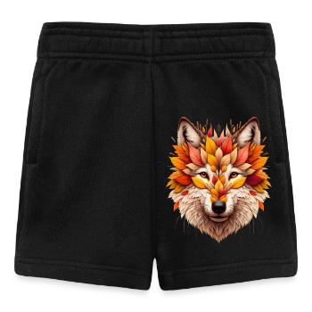 Grand loup, conçu à partir de différentes feuilles - Short Bébé - noir - Devant