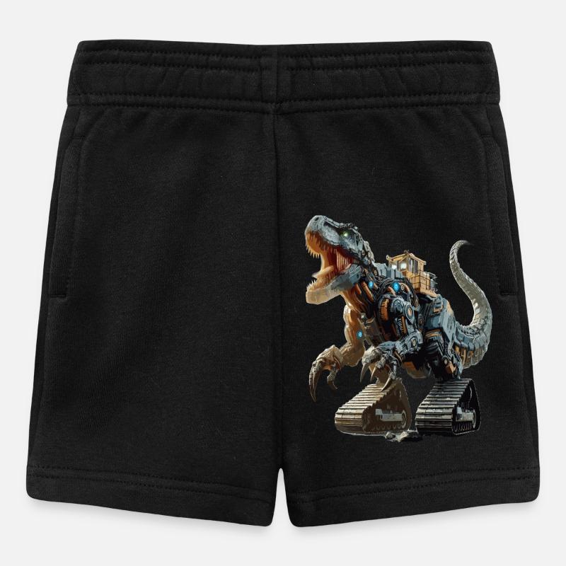 Bagger T-Rex Dinosaurier - Baby Shorts - Schwarz