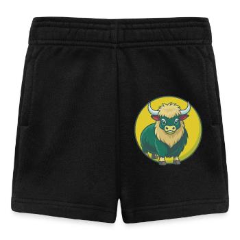 Yak Mignon Kawaii Dessin animé Clipart Animal de compagnie - Short Bébé - noir - Devant