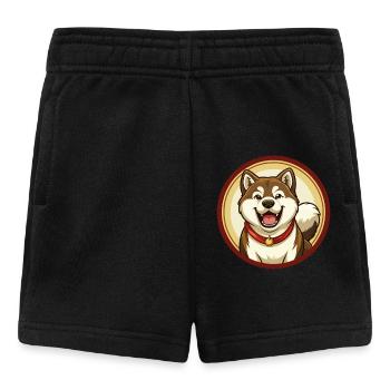 Akita Dog Colorful Kawaii Cartoon Character Pet - Baby Shorts - black - Front