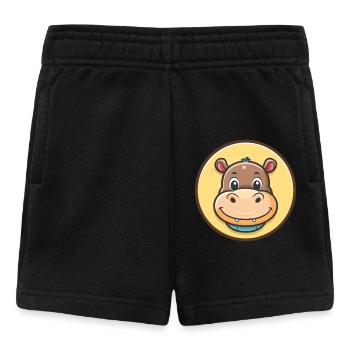 Nilpferd Kawaii Cartoon Figur Tier Haustier Gesicht - Baby Shorts - Schwarz - Vorne