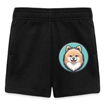 Poméranien Spitz Chien Race Dessin Animé Kawaii Clipart - Short Bébé - noir - Devant