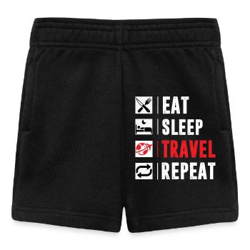 Eat SleepTravel Repeat Shirt For MEn Women And Kid - Baby Shorts - black - Front