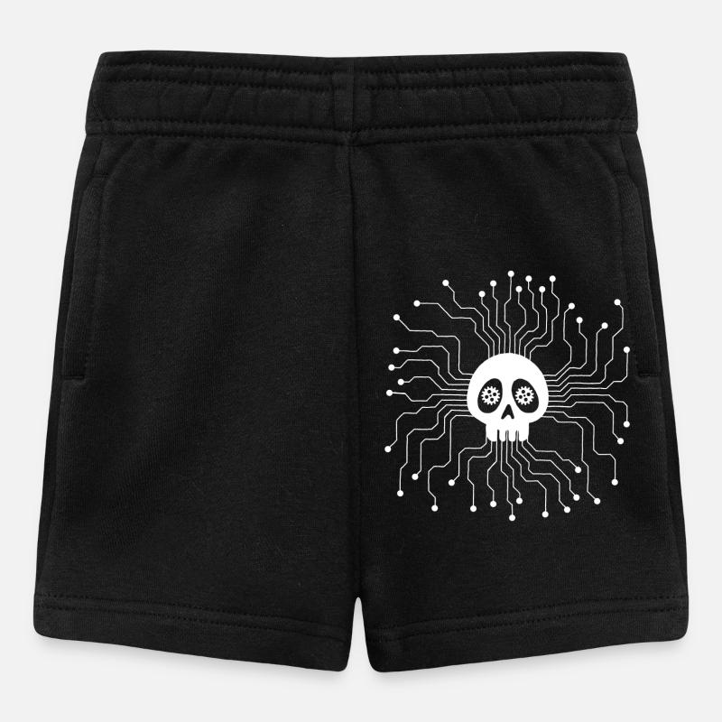 Crâne microprocesseur blanc - Short Bébé - noir