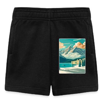 St. Moritz Ski Resort Mountain Travel Poster - Baby Shorts - Schwarz - Vorne