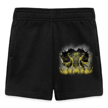 mystisch Wald Hirsche Hirsch Rotwild Natur Rehbock - Baby Shorts - Schwarz - Vorne