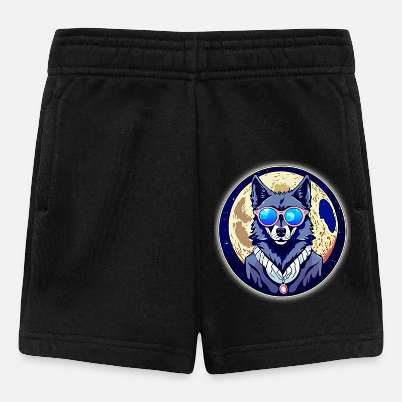 Wolf on the moon - Baby Shorts - black