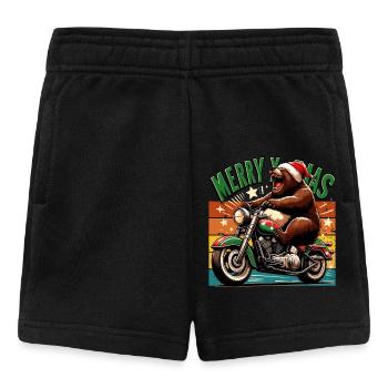 Xmas Weihnachten Bär Motorrad Retro Biker Lustig - Baby Shorts - Schwarz - Vorne