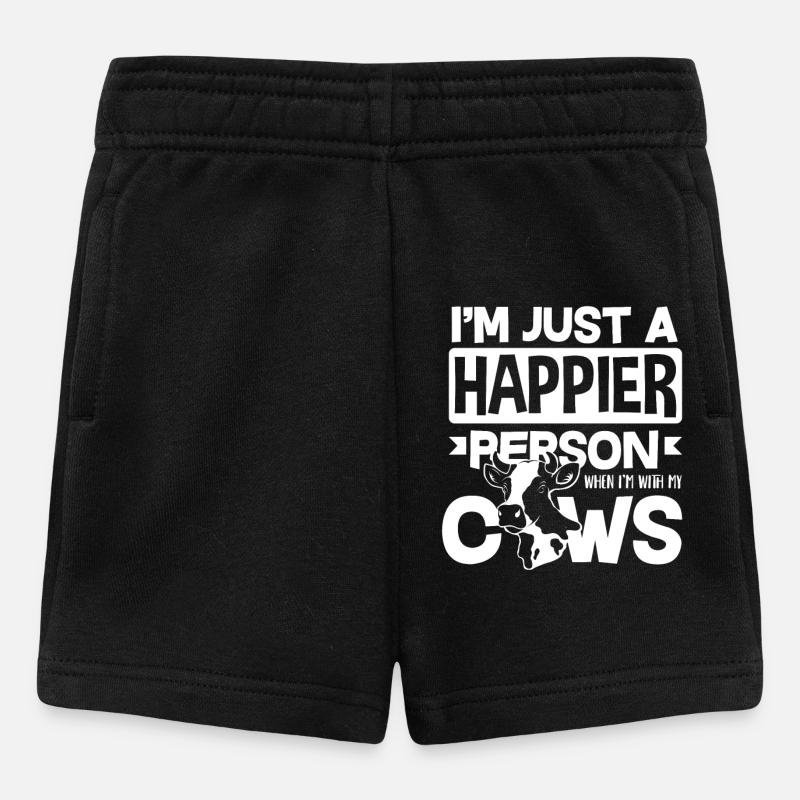 Ich Bin Einfach Glücklicher Mit Kühen - Baby Shorts - Schwarz