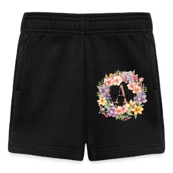 A| Monogram | Name | Alina | Watercolor | Colorful - Baby Shorts - black - Front