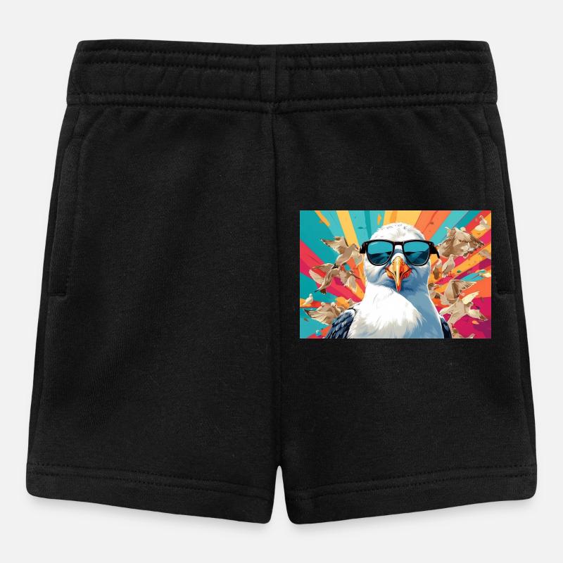 Coole Möwe im Getümmel - Baby Shorts - Schwarz