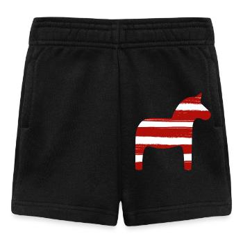 Dala Horse Stripes Christmas Scandinavia Decoration - Baby Shorts - black - Front